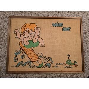 Rare Vintage Tandy Corp Bulletin BOARD "WIPE OUT" SURFER THEME GNARLY DUDE
